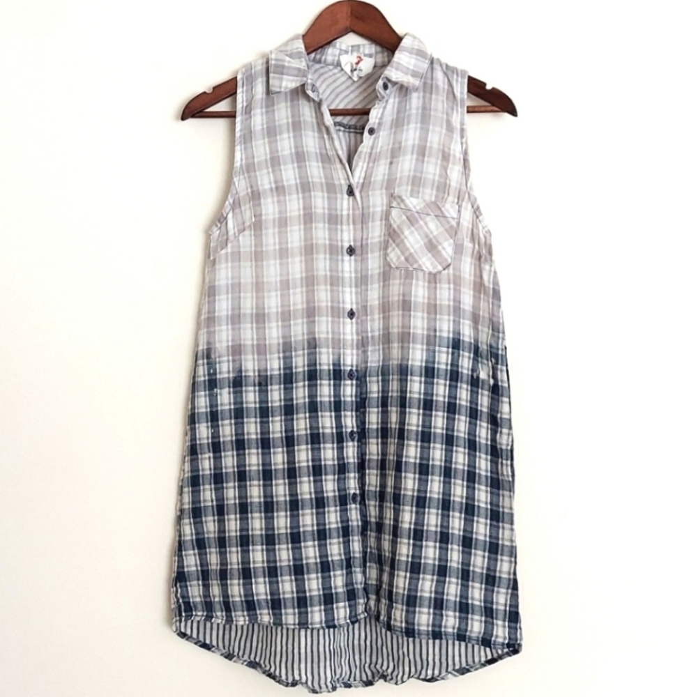 Hand Bleached Plaid Tunic